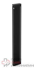 Трубчатый радиатор ТЕПЛОФОРТ двухтрубный, габаритная высота секции 1805 мм (межосевое расстояние 1730мм)  12 секций, нижнее подключение ½”, термовставка, цвет черный матт