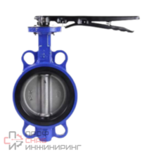 Затвор дисковый поворотный для абразивных сред DN.ru WBV1632E-2W-Fb-H Ду200 Ру16, корпус - чугун QT450, диск - нержавеющая сталь 316L, уплотнение - износостойкий EPDM, межфланцевый, с ISO-фланца F10, квадрат 17х17, с рукояткой, крутящий момент 192