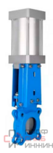 Задвижка шиберная DN.ru GVKR3131M-1W-Fb-2P Ду100 Ру16 односторонняя, межфланцевая, шпиндель - выдвижной, корпус - нержавеющая сталь 304, шибер - нержавеющая сталь 304, уплотнение - металл, с пневмоприводом, WENZ