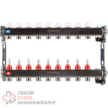 Коллектор из нержавеющей стали ROMMER RMS-1201 9 выходов с расходомерами