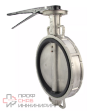 Затвор дисковый поворотный DN.ru WBV3232N-2W-Fb-H Ду250 Ру16 межфланцевый, корпус - нержавеющая сталь 316L, диск - нержавеющая сталь 316L, уплотнение - NBR, с рукояткой, квадрат 22х22, F10