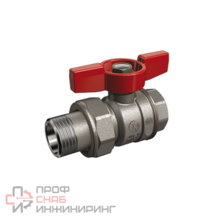 Кран шаровой Giacomini 1/2" DN15 НР/ВР с б/р соединением, "бабочка" (красная)