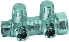 Запорный коллектор FAR 1" с 2 отводами евроконус 3/4"