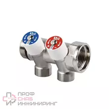 Коллектор распределительный SR Rubinetterie со встроенными клапанами 1"х1/2"на 2 выхода Покрытие - Никель.