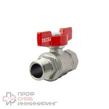 Кран шаровой полнопроходной TECE, резьба внутр./наруж., хром., ручка -бабочка красная, 1"