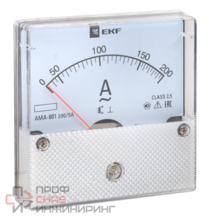 Амперметр EKF AM-A801 аналоговый на панель 80х80 (круглый вырез) 200А трансформаторное подключение