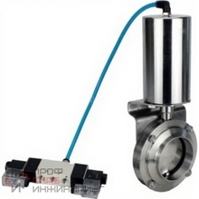 Затвор дисковый поворотный DN.ru WBV3131S-2W-W-H Ду80 Ру10 пищевая нержавеющая сталь 304, уплотнение – Silicon, под приварку, с пневмоприводом DN.ru PA-SA-85 и пневмораспределителем DN.ru 4V320-10 220В