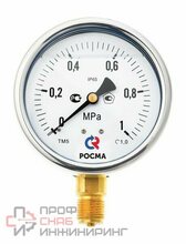 Манометр Росма ТМ-320Т.20 0-1,0МПаДк63 G1/4" силик нерж осев гидр