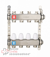 Коллектор Gappo регулируемый с запорными клапанами из нержавеющей стали 2-вых. x 1" x 3/4" 2 заглушки, 2 кронштейна