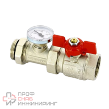 Кран Uni-Fitt НВ 1" с разъёмным соединением и термометром для кол. групп, полнопроходной, бабочка