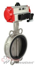 Затвор дисковый поворотный DN.ru WBV3232N-2W-Fb-H Ду125 Ру16, корпус - нержавеющая сталь 316L, диск - нержавеющая сталь 316L, уплотнение - NBR, с пневмоприводом DN.ru PA-DA-105, пневмораспределителем 4V320-10 220В и БПВ AFC2000