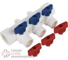 Коллектор PP-R Дн32х20 на 3 выхода с кранами РосТурПласт