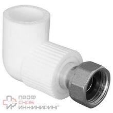 Угольник TEBO бел. PP-R 90 град. с накидной гайкой 20х3/4" (30/120)