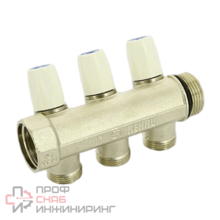 Коллектор с вентилями Rehau RAUTITAN MX НВ 1" x 3 вых 3/4"EK, никелир., межосевое 40 мм