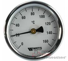 Термометр WATTS биметаллический F+R801 OR 63mm 0-160C, гильза 50мм 10005806
