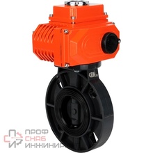 Затвор дисковый поворотный DN.ru WBV4242E-2W-Fb-ISO Дн125 Ру10 межфланцевый, корпус - НПВХ, диск - НПВХ, уплотнение - EPDM, с электроприводом DN.ru QT-N-020EM-O1-380VAC-У1 HARK