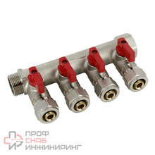 Коллектор AQUALINK для металлопластиковых труб с шаровыми кранами евроконус ВМ 3/4x3/4x16x4
