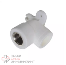 Угольник PP-R белый комбинированный Дн25х1/2" ВР с креплением PRO VALFEX 10120025-PRO