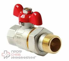 Кран шаровой полнопроходной со сгоном 1 1/4, ручка-бабочка, Н-В, ProAqua