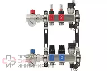 Блоки коллекторные OKSELER с расходомерами и автоматическими воздухоотводчиками, шаровыми кранами с термометрами, 2 выхода