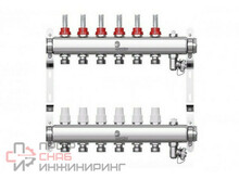 Коллектор нержавеющий Wester MUVS 1"-3/4 в сборе на 6 выходов