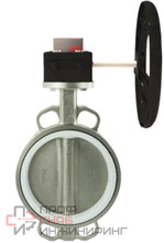Затвор дисковый поворотный DN.ru WBV3131P-2W-Fb-R Ду250 Ру16 межфланцевый, корпус - нержавеющая сталь 304, диск - нержавеющая сталь 304, уплотнение - PTFE, с редуктором DN.ru HGB RQN3-680Z с индикатором положения