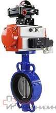 Затвор дисковый поворотный DN.ru WBV1413E-2W-Fb-H Ду80 Ру16, корпус - чугун GGG50, диск - чугун GGG40, уплотнение - EPDM, с пневмоприводом DN.ru PA-SA-083, пневмораспределителем 4M310-08 220В, БПВ AFC2000 и БКВ APL-510N EX