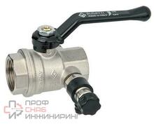 Кран шаровой ВВ 1'1/4 с заглушкой 1/4" и дренажным вентилем, ручка Bugatti OREGON
