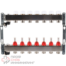 Коллектор из нержавеющей стали Rommer с расходомерами с клапаном и сливом 7 выходов