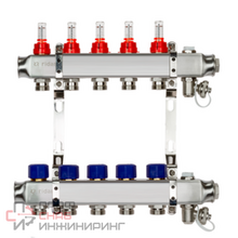Комплект коллекторов Ридан SSM-5RF set с расходомерами и кронштейнами, 5 контуров