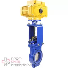 Задвижка шиберная ножевая DN.ru GVKN1331N-2W-Fb-ISO Ду150 Ру10 межфланцевая, с невыдвижным шпинделем, корпус - чугун GGG-40, уплотнение - NBR, с электроприводом DN.ru MT-N-010EM-O1-220VAC-У1 220В