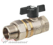 Кран шаровой Баз 11Б27п Dn20 Pn40 «американка» бабочка никель, серия Standart