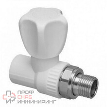 Клапан PP-R РосТурПласт белый запорный Дн25х3/4" НР Ру25 прямой для радиатора