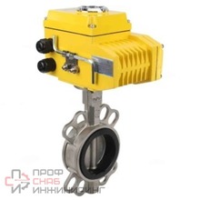 Затвор дисковый поворотный DN.ru WBV3131V-2W-Fb-H Ду50 Ру16, корпус - нержавеющая сталь 304, диск - нержавеющая сталь 304, уплотнение - VITON, с электроприводом DN.ru QT-N-005EM-B1-220VAC-У1 (0-10В)