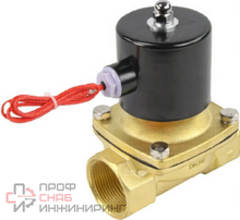 Клапан электромагнитный DN.ru VS100-ET-NC-220VAC 1" Ду25 Ру10, соленоидный двухходовой, корпус - латунь, уплотнение - EPDM, резьбовой, нормально-закрытый, прямого действия, катушка - 220В