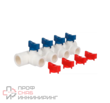 Коллектор PP-R Дн25х20 на 4 выхода с кранами РосТурПласт