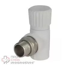 Клапан PP-R белый запорный Дн25х3/4" НР Ру25 угловой д/рад РосТурПласт