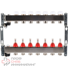 Коллектор из нержавеющей стали Rommer с расходомерами с клапаном и сливом 7 выходов