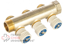 Коллектор распределительный Stout SMB никелированный 3/4 3/4 ЕК 3 выхода