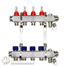 Комплект коллекторов Ридан SSM-4RF set с расходомерами и кронштейнами, 4 контура