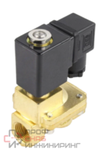 Клапан электромагнитный DN.ru VS400-ET-NC-24VAC 1/2" Ду15 Ру16 пилотного действия двухходовой, корпус - латунь, присоединение - внутренняя резьба, уплотнение - EPDM, нормально-закрытый, катушка - 24В AC