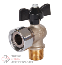 Кран шаровой с накидной гайкой угловой, НР/накидная гайка, ручка бабочка 1/2x3/4, Stout
