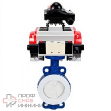 Затвор DN.ru WBV3434Pf-2W-Fb-R Ду150 Ру16 корпус - углеродистая сталь WCB, диск - углеродистая сталь WCB, футерованный PTFE, уплотнение - PTFE, с DN.ru PA-DA-105, 4V320-08 220В и APL-210N