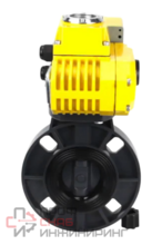 Затвор дисковый поворотный DN.ru WBV4242E-2W-Fb-ISO Дн50 Ру10 межфланцевый, корпус - НПВХ, диск - НПВХ, уплотнение - EPDM, с электроприводом DN.ru QT-N-005EM-A1-24VDC-У1 c датчиком обратной связи и входным управляющим сигналом 4-20мА
