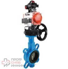 Затвор дисковый поворотный DN.ru WBV1413E-2W-Fb-H Ду125 Ру16, корпус - чугун GGG50, диск - чугун GGG40, уплотнение - EPDM, с пневмоприводом DN.ru PA-DA-105, пневмораспределителем 4M310-08 24В, БКВ APL-210N, ручным дублером MON2-450-T28-ISO и БПВ A...