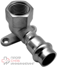 Пресс-угольник Kromwell 90° из нержавеющей стали с переходом на внутреннюю трубу 15х1/2" (водорозетка)