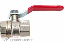Кран шаровой РосТурПласт ручка рычаг латунь внутренняя/внутренняя резьба 1/2" PN25 никель