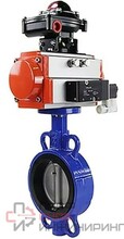 Затвор дисковый поворотный DN.ru WBV3432N-2W-Fb-H Ду100 Ру16, корпус - углеродистая сталь WCB, уплотнение - NBR, с пневмоприводом DN.ru PA-DA-105, пневмораспределителем 4M310-08 24В, БКВ APL-510N EX и БПВ AFC2000