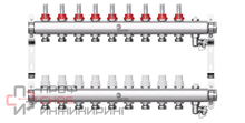 Коллектор нерж. Wester MUFS 1"-3/4 в сборе с расходомерами на 9 выходов