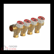 Коллектор латунный с запорными клапанами 3/4"x1/2"E/4 с вентилями Giacomini